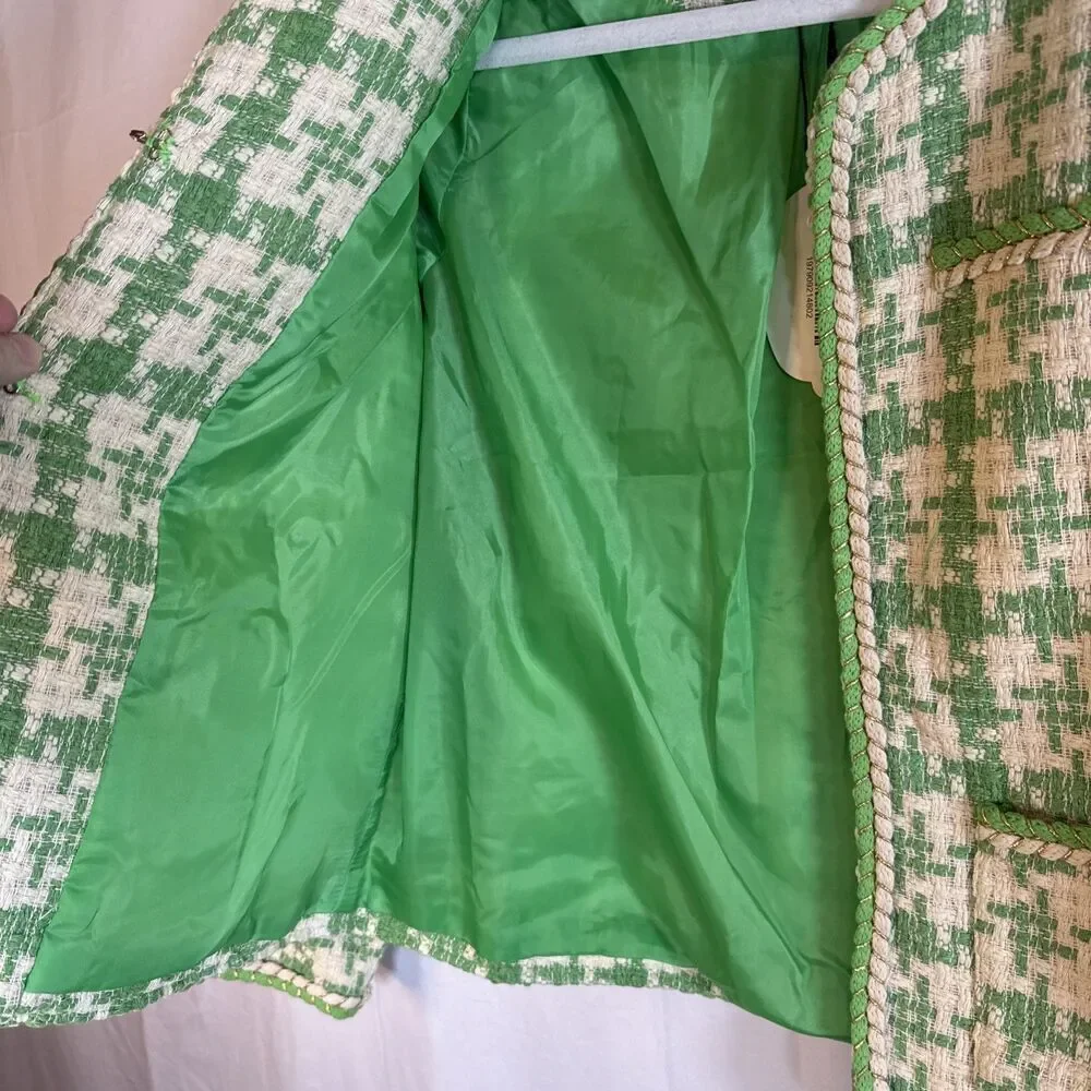 Sweet Lemon Green /Beige Jacket Short Set Size Medium NWT - Picture 9 of 16